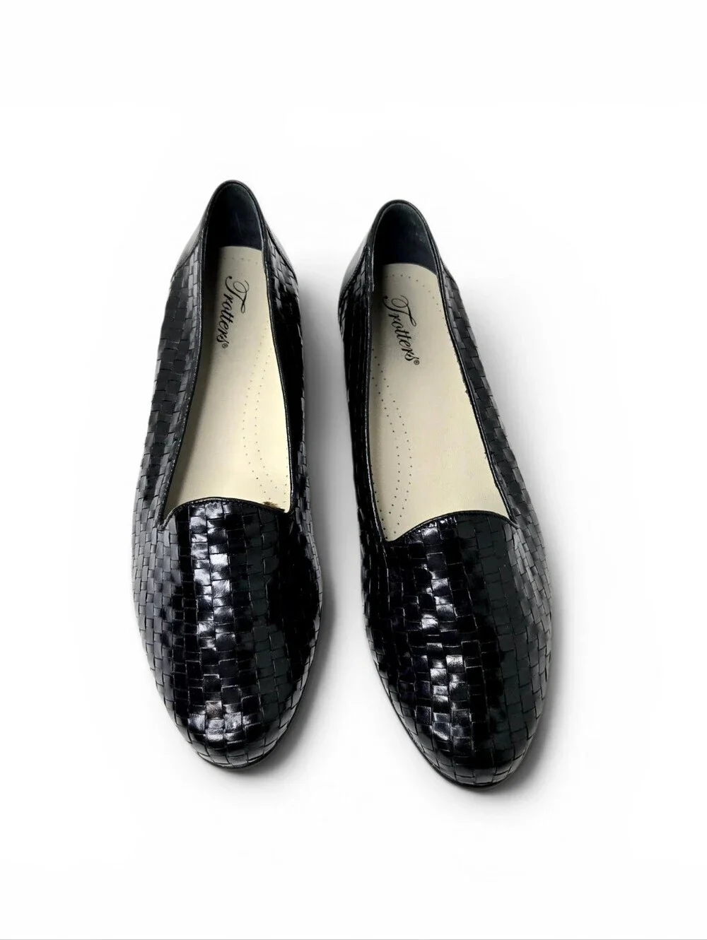 Trotters Black woven leather loafers. 12WW